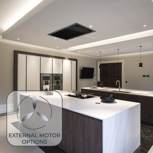 Luxair Luxair Caporra 120cm x 50cm Ceiling Cooker Hood with Powerful External Flat Roof Mounted Motor - My Store