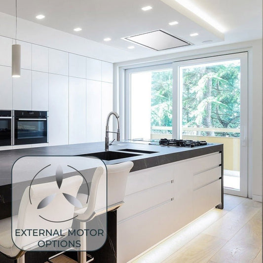 Luxair Luxair Caporra 120cm x 50cm Ceiling Cooker Hood with Powerful External Flat Roof Mounted Motor - Stainless Steel - My Store