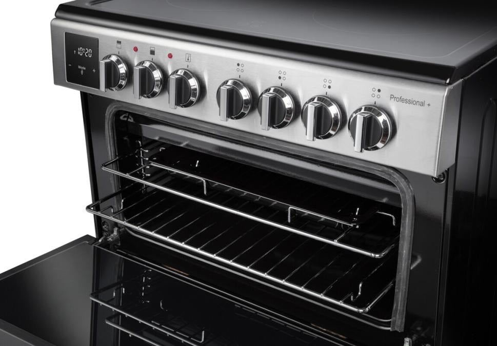 Rangemaster 60cm Professional+ Electric Cooker - Black/Stainless Steel - My Store