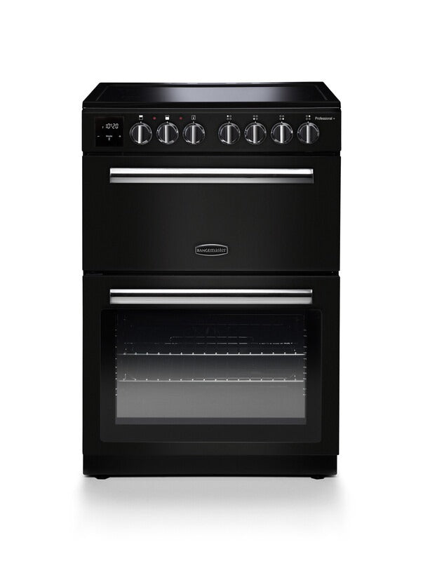 Rangemaster 60cm Professional+ Electric Cooker - Black/Stainless Steel - My Store